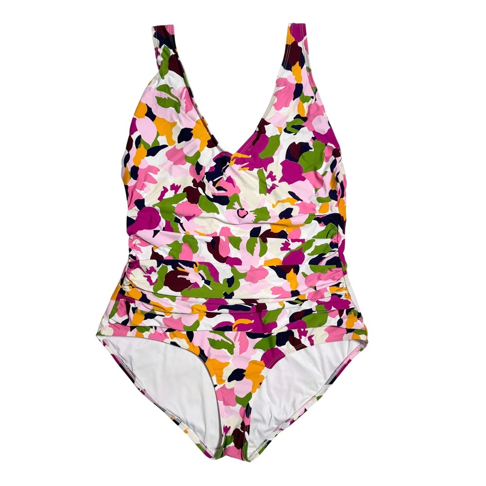 Anne Cole Swimsuit 14 Anne Cole Camo Petal V-Neck Shirred One-Piece